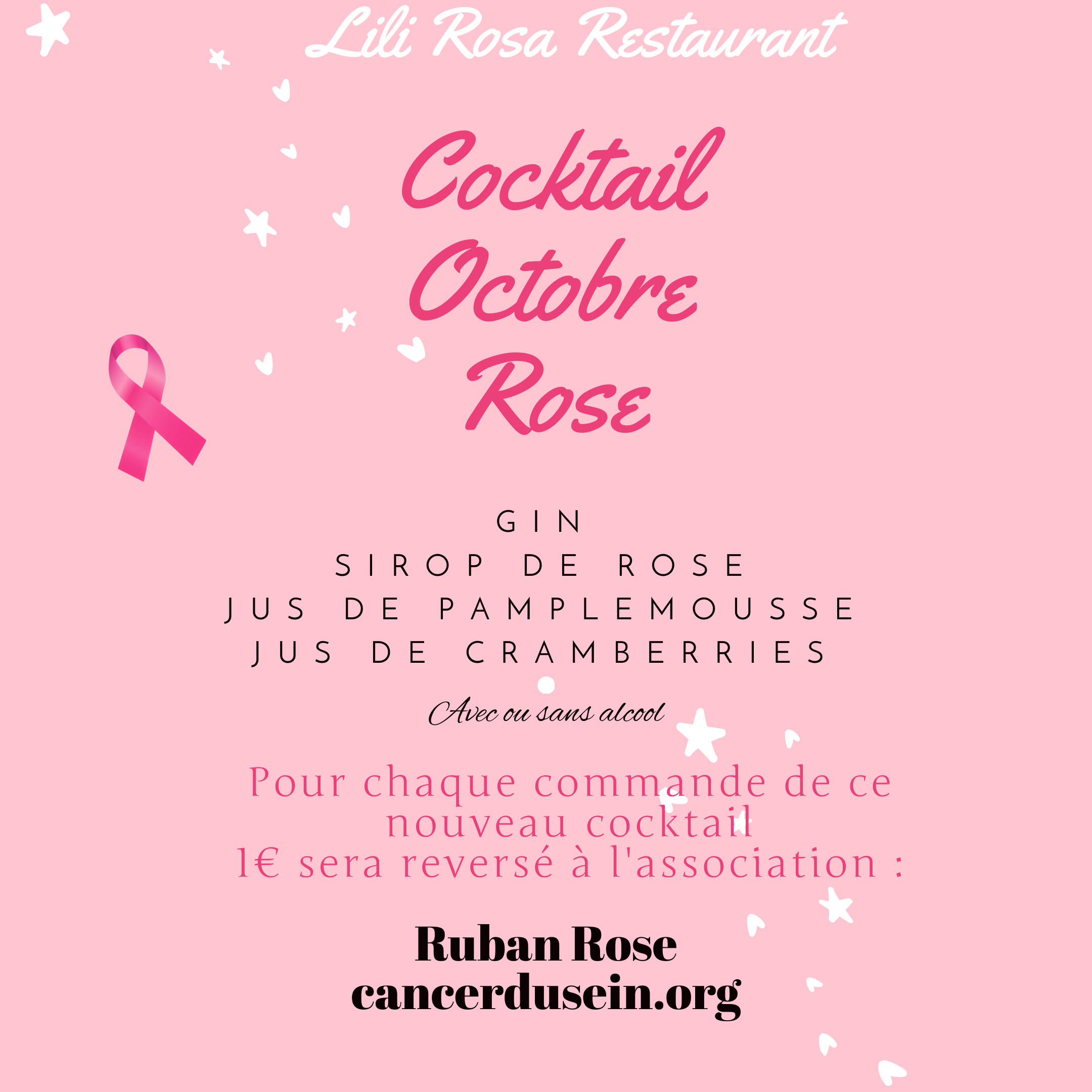 Cocktail Octobre Rose 