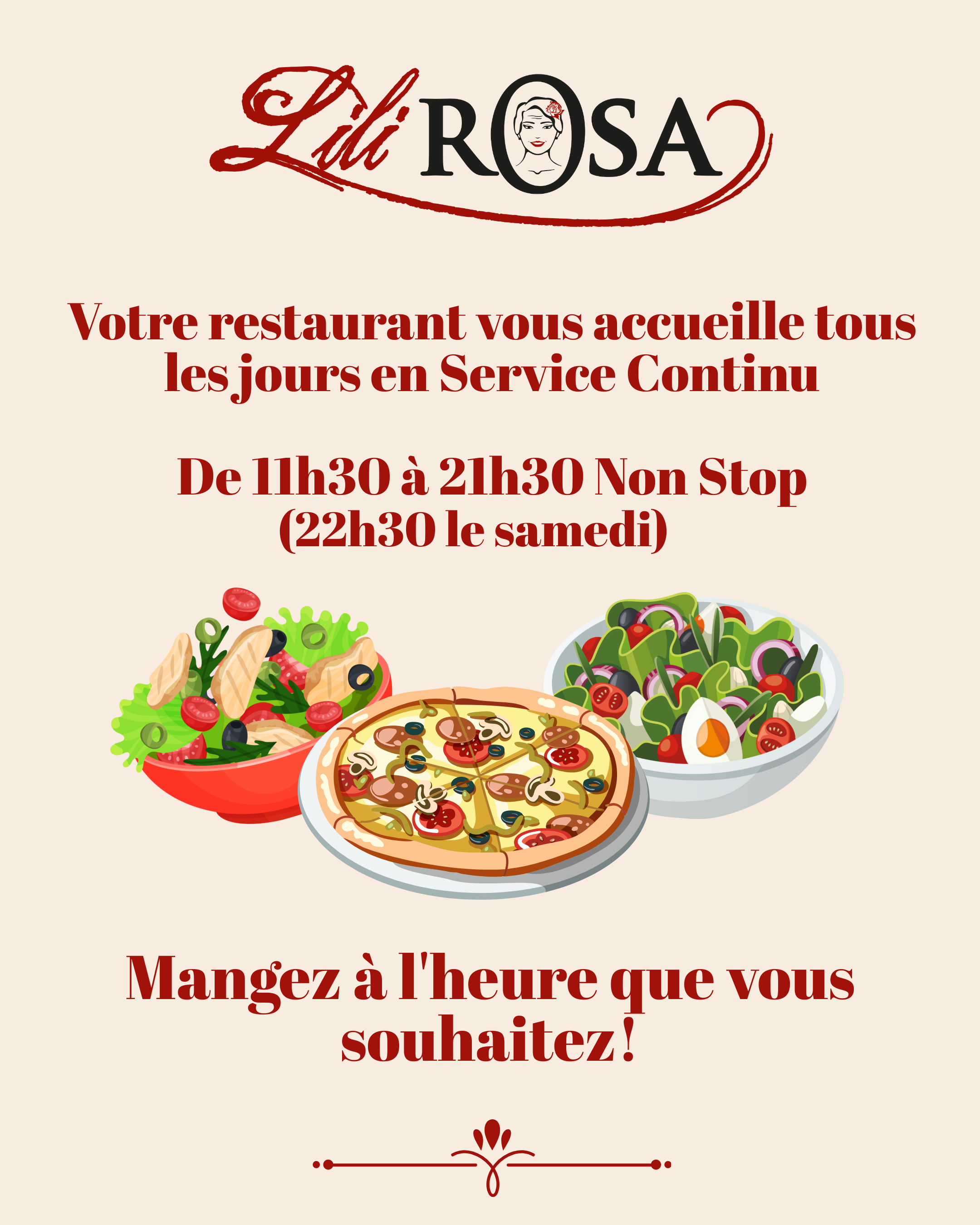 Votre Restaurant Lili Rosa, de Vedène, est en Cuisine Continue