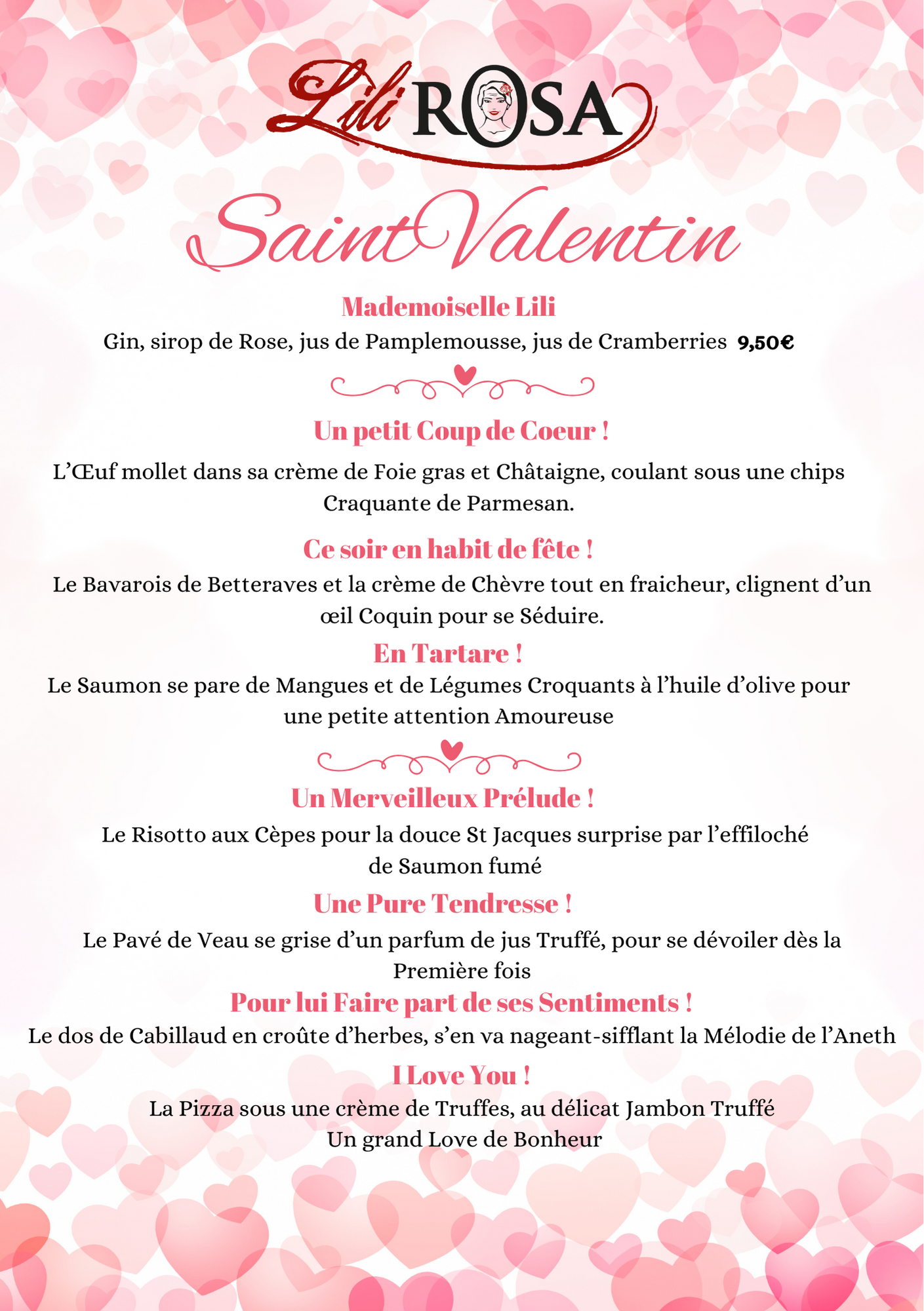 Menu Saint Valentin